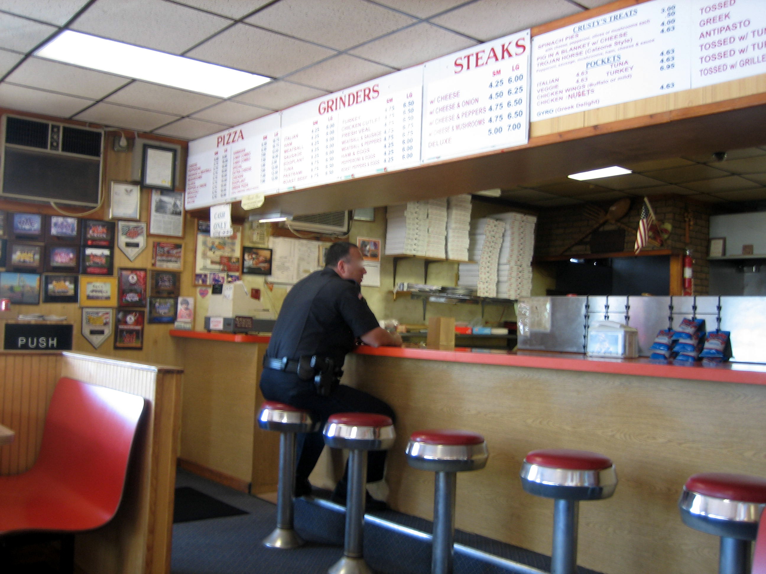 Almost every time I stop in, there's a police officer eating at the counter.